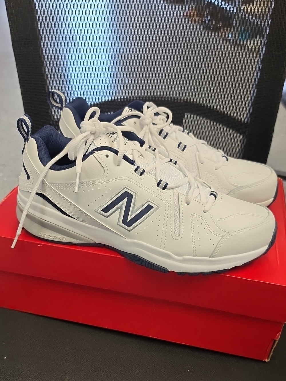 New Balance Men’s White and Navy Athletic Walking Sneakers